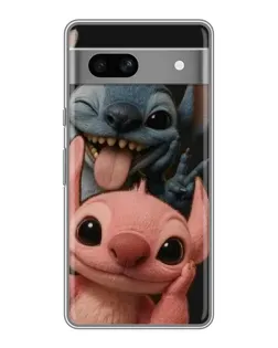 Чехол для Google Pixel 7A с картинкой «Стич и Ангел»