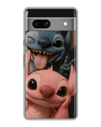 Чехол для Google Pixel 7A с картинкой «Стич и Ангел»