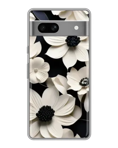 Чехол для Google Pixel 7A с картинкой «Объемные белые цветы»