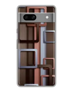 Чехол для Google Pixel 7A с картинкой «Коричневые объемные квадраты»