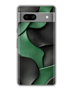 Чехол для Google Pixel 7A с картинкой «Зеленые кожаные волны»