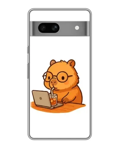 Чохол для Google Pixel 7A з картинкою «Капібара з ноутбуком»