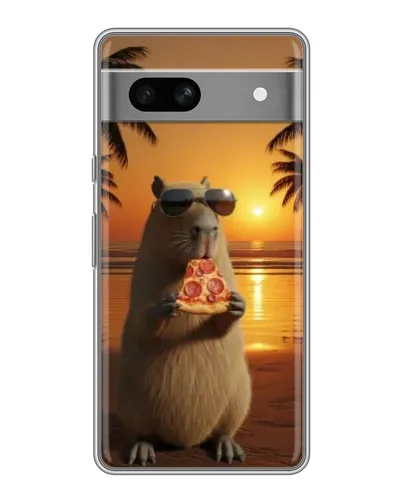 Чохол для Google Pixel 7A з картинкою «Капібара з піцою»