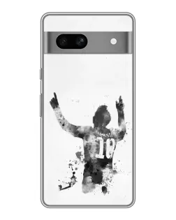 Чохол для Google Pixel 7A з картинкою «Чорно-білий силует Мессі»