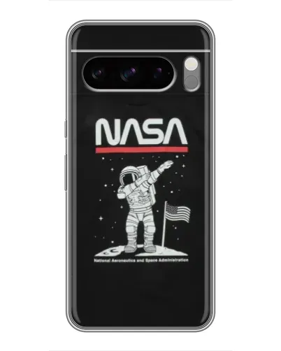 Чехол для Google Pixel 8 Pro с картинкой «NASA — шагаем по Луне»