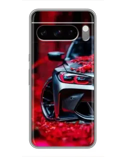 Чохол для Google Pixel 8 Pro з картинкою «Спортивна BMW та квіти»