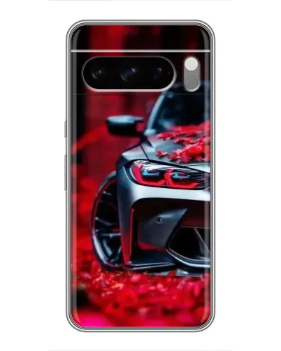 Чохол для Google Pixel 8 Pro з картинкою «Спортивна BMW та квіти»