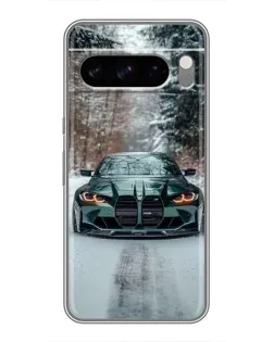 Чохол для Google Pixel 8 Pro з картинкою «BMW у зимовому лісі»