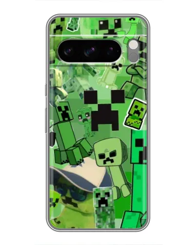 Чехол для Google Pixel 8 Pro с картинкой «Криперы Minecraft»