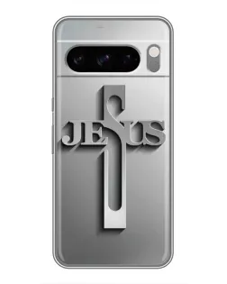 Чехол для Google Pixel 8 Pro с картинкой «Металлический крест Jesus»