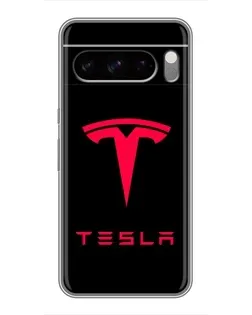 Чехол для Google Pixel 8 Pro с картинкой «Tesla Red Logo»