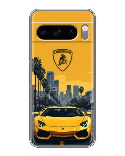 Чехол для Google Pixel 8 Pro с картинкой «Желтый Lamborghini город»