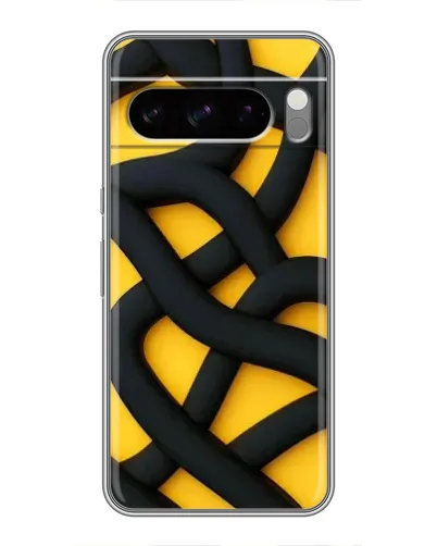 Чехол для Google Pixel 8 Pro с картинкой «Черное желтое переплетение»