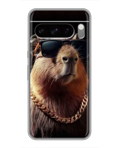 Чехол для Google Pixel 8 Pro с картинкой «Капибара золотая цепь»