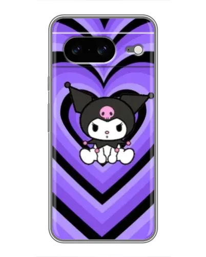 Чохол для Google Pixel 8 з картинкою «Kuromi та фіолетові серця»