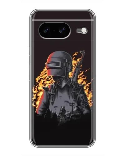 Чохол для Google Pixel 8 з картинкою «PUBG — вогняний силует»