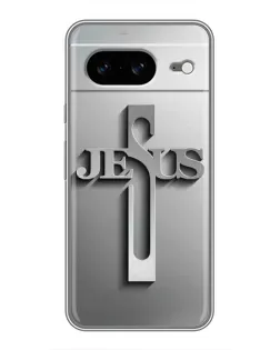 Чехол для Google Pixel 8 с картинкой «Металлический крест Jesus»