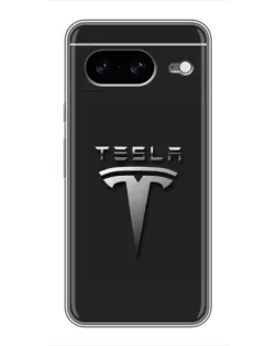 Чохол для Google Pixel 8 з картинкою «Сталевий логотип Tesla»