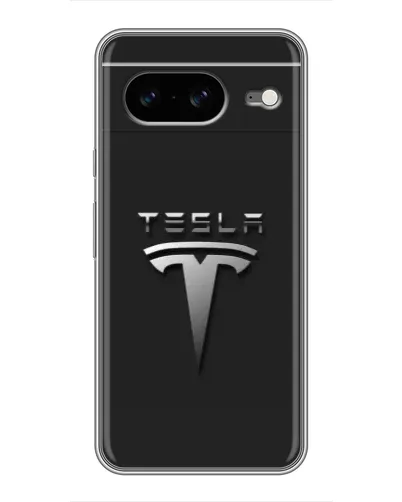Чохол для Google Pixel 8 з картинкою «Сталевий логотип Tesla»