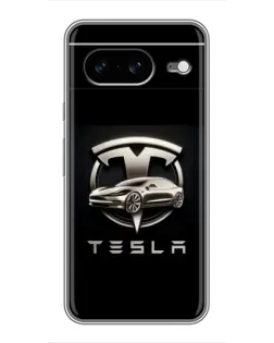 Чохол для Google Pixel 8 з картинкою «Tesla — срібне авто»