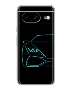 Чохол для Google Pixel 8 з картинкою «Блакитний силует Lamborghini»