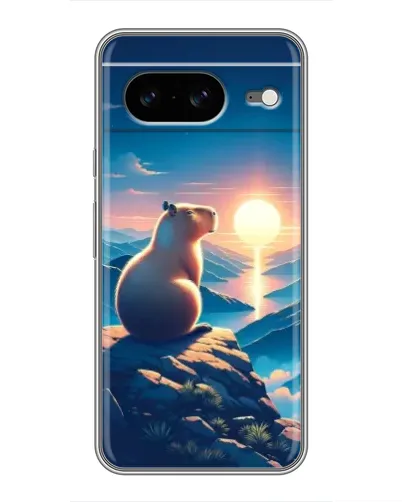 Чохол для Google Pixel 8 з картинкою «Захід сонця з капібарою»