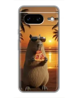 Чохол для Google Pixel 8 з картинкою «Капібара з піцою»