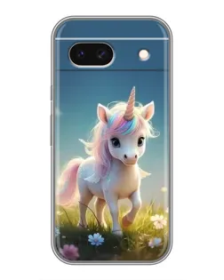 Чехол для Google Pixel 8A с картинкой «Единорог на поляне»