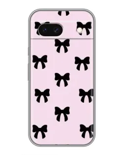 Чехол для Google Pixel 8A с картинкой «Черные банты Coquette»