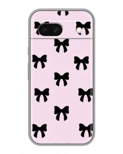 Чехол для Google Pixel 8A с картинкой «Черные банты Coquette»