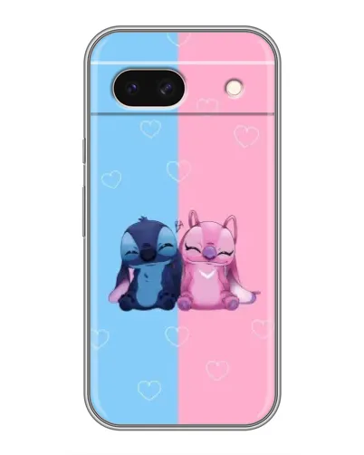 Чехол для Google Pixel 8A с картинкой «Stitch и Angel Love»