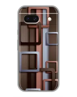 Чехол для Google Pixel 8A с картинкой «Коричневые объемные квадраты»