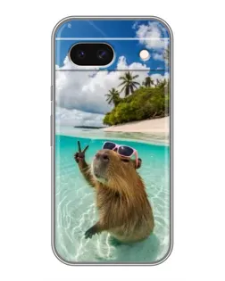Чехол для Google Pixel 8A с картинкой «Капибара на море»