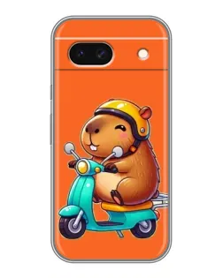 Чехол для Google Pixel 8A с картинкой «Капибара на скутере»