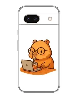 Чехол для Google Pixel 8A с картинкой «Капибара с ноутбуком»