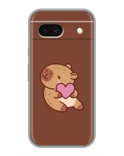 Чехол для Google Pixel 8A с картинкой «Капибара с сердцем»