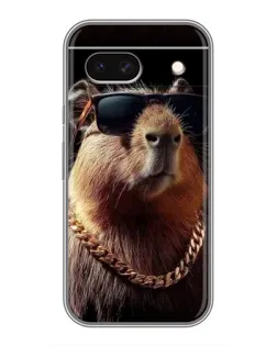 Чехол для Google Pixel 8A с картинкой «Капибара золотая цепь»