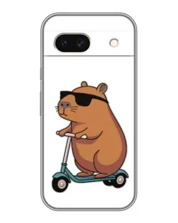 Чехол для Google Pixel 8A с картинкой «Капибара на самокате»