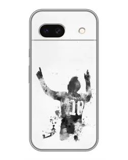 Чехол для Google Pixel 8A с картинкой «Черно-белый силуэт Месси»
