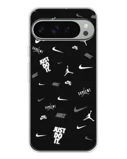 Чехол для Google Pixel 9 Pro XL с картинкой «Nike Black Pattern»