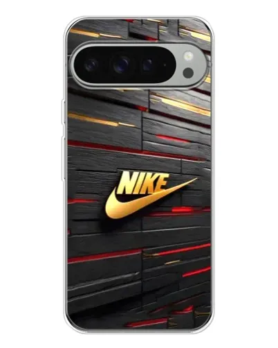 Чехол для Google Pixel 9 Pro XL с картинкой «Золотой Nike на металле»