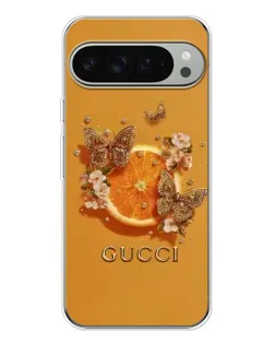 Чохол для Google Pixel 9 Pro XL з картинкою «Gucci — золоті метелики»