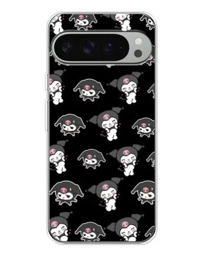Чехол для Google Pixel 9 Pro XL с картинкой «Черный паттерн Kuromi»