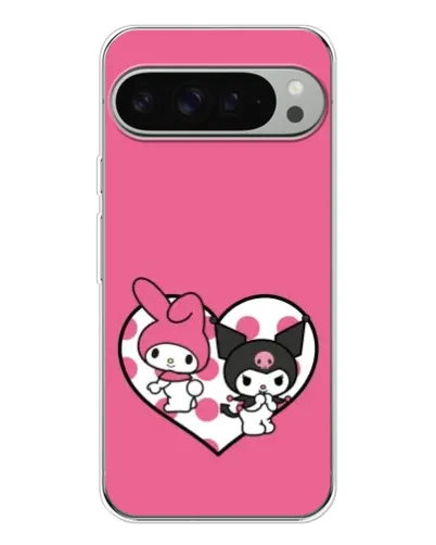 Чехол для Google Pixel 9 Pro XL с картинкой «Kuromi и My Melody»
