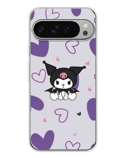 Чехол для Google Pixel 9 Pro XL с картинкой «Kuromi и лавандовые сердца»