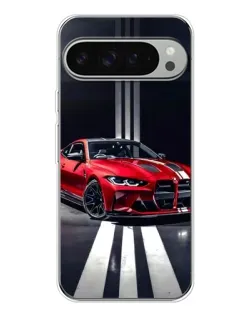 Чехол для Google Pixel 9 Pro XL с картинкой «Красная BMW на дороге»