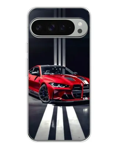 Чехол для Google Pixel 9 Pro XL с картинкой «Красная BMW на дороге»