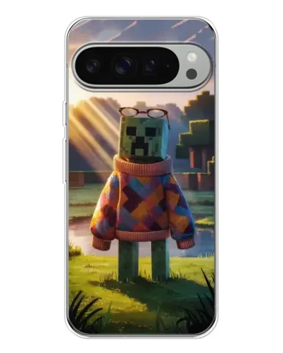 Чехол для Google Pixel 9 Pro XL с картинкой «Крипер в свитере»