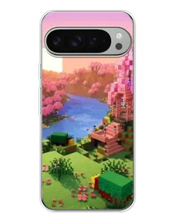 Чехол для Google Pixel 9 Pro XL с картинкой «Розовое дерево Minecraft»