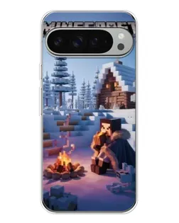 Чехол для Google Pixel 9 Pro XL с картинкой «Зимний Minecraft»
